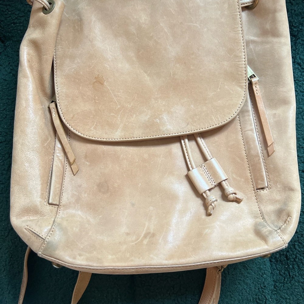 Rachel Rachel Roy Genuine Leather Drawstring Backpack – Tan